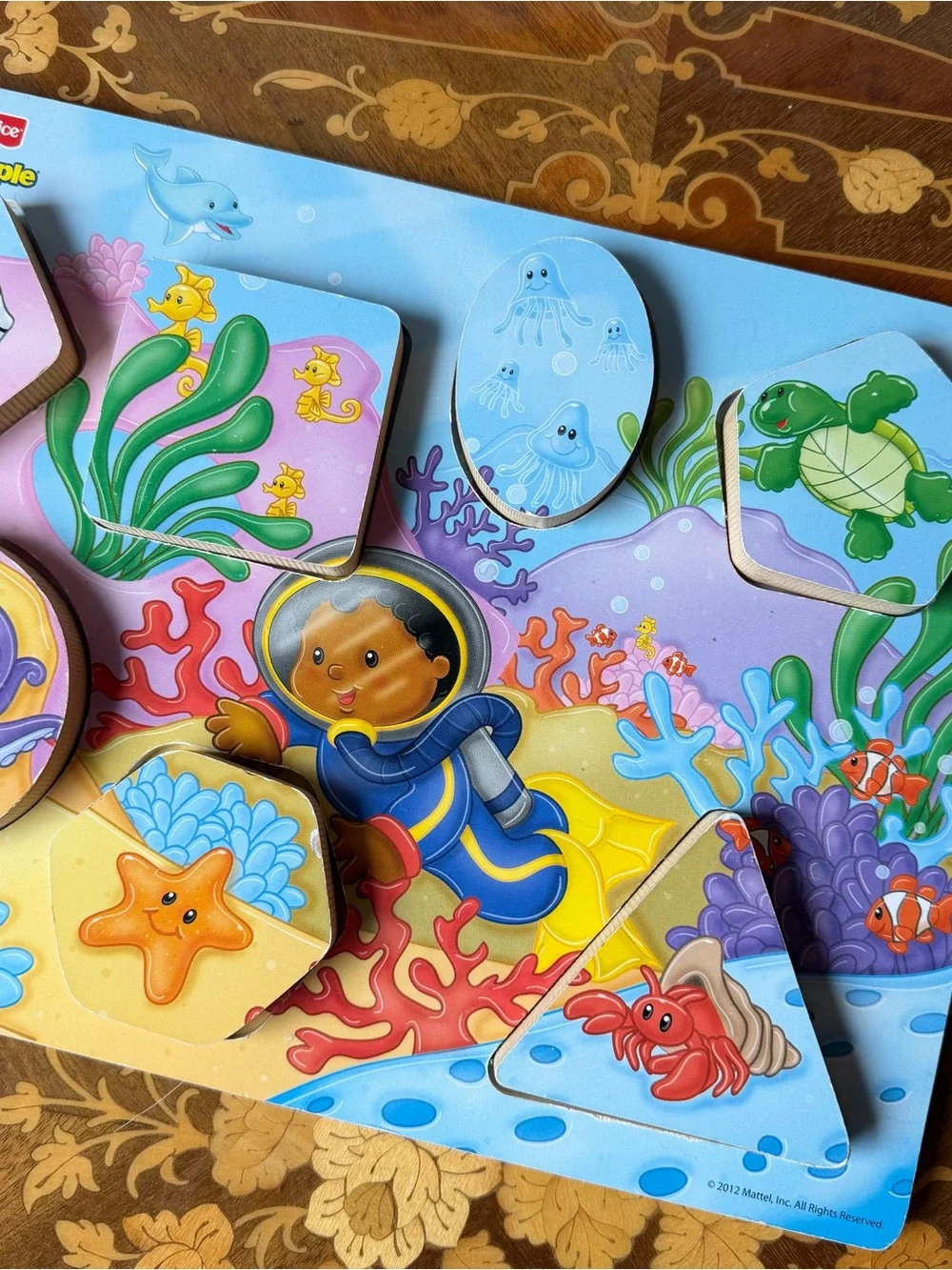 Little People Ocean Themed Puzzle Wooden Chunky 2012 Fisher Price
